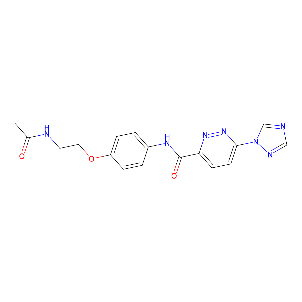 N-[4-(2-acetamidoethoxy)phenyl]-6-(1H-1,2,4-triazol-1-yl)pyridazine-3-carboxamide molecular structure, CAS 1448071-52-0