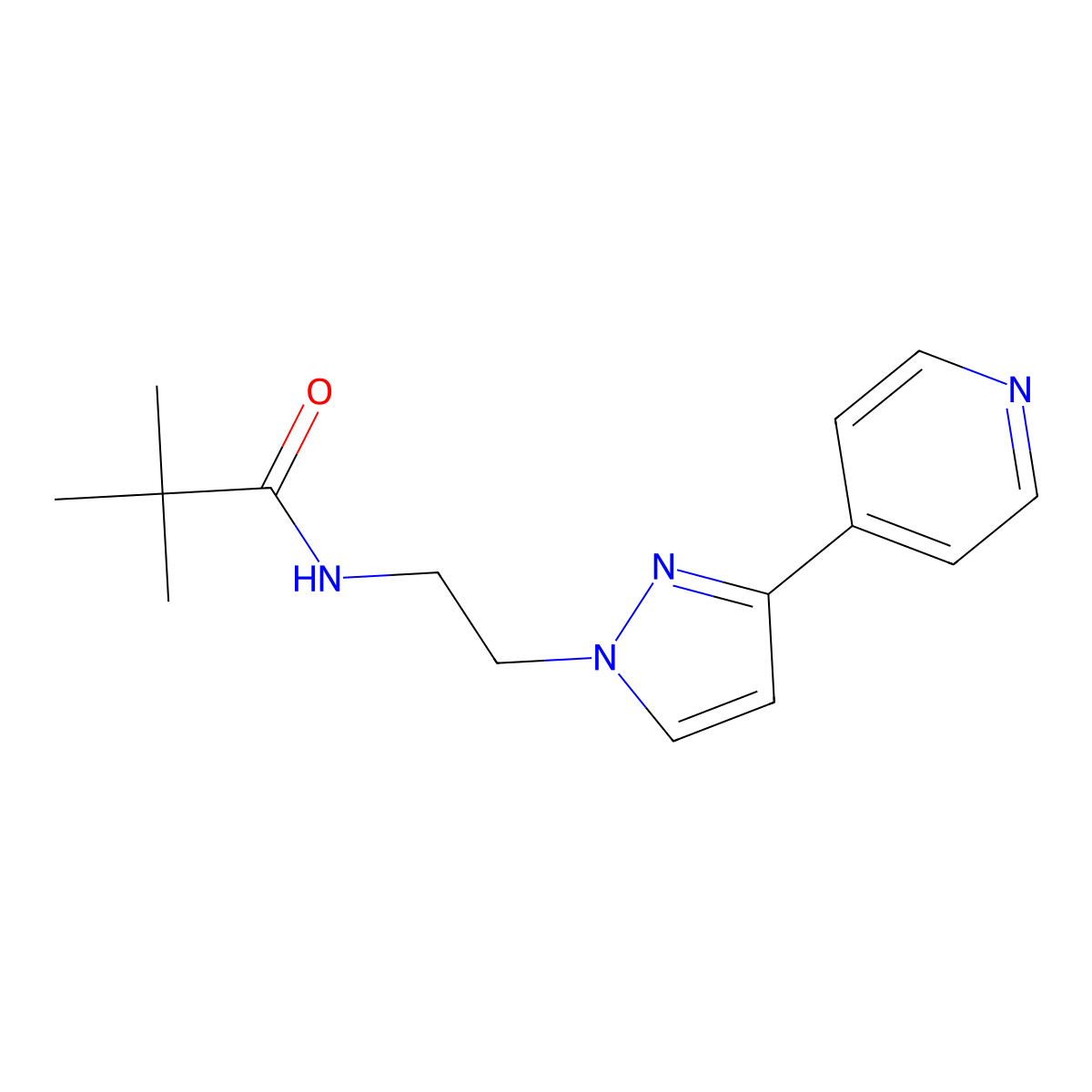 N-(2-(3-(pyridin-4-yl)-1H-pyrazol-1-yl)ethyl)pivalamide molecular structure, CAS 1448071-53-1