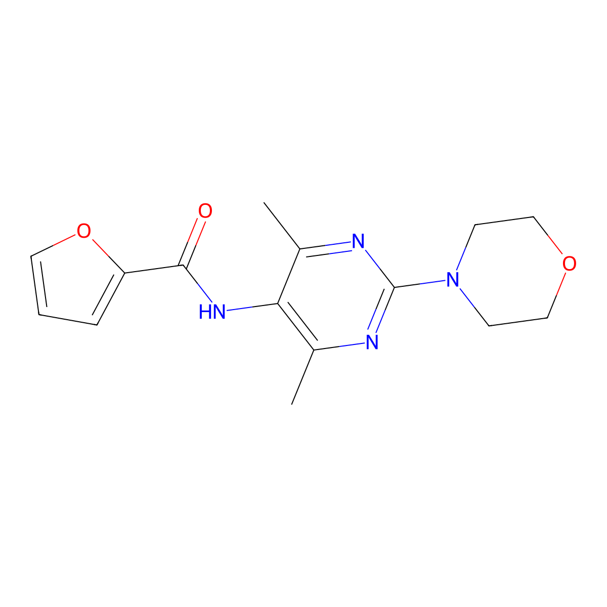 N-(4,6-dimethyl-2-morpholinopyrimidin-5-yl)furan-2-carboxamide molecular structure, CAS 1448071-54-2