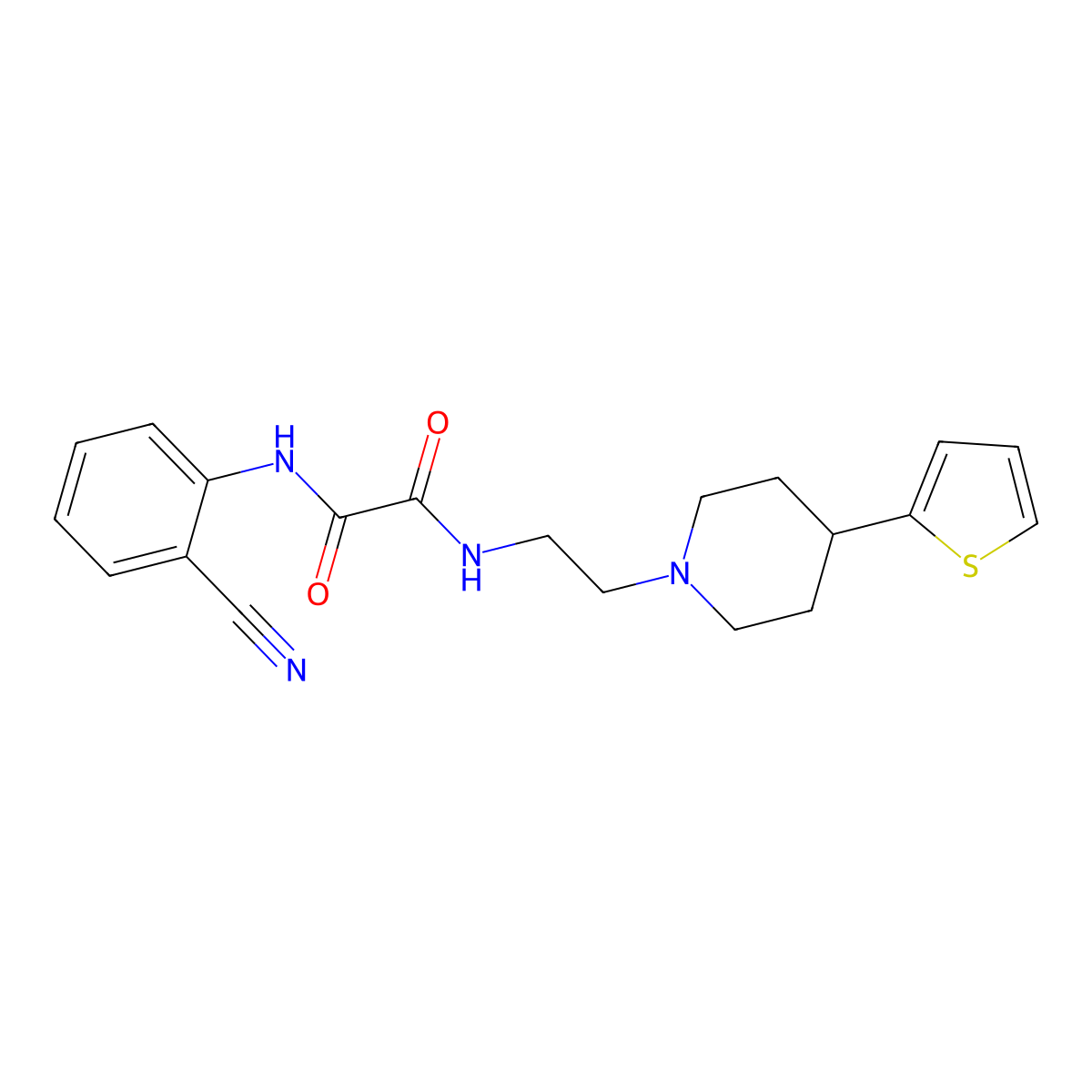N1-(2-cyanophenyl)-N2-(2-(4-(thiophen-2-yl)piperidin-1-yl)ethyl)oxalamide molecular structure, CAS 1448071-56-4