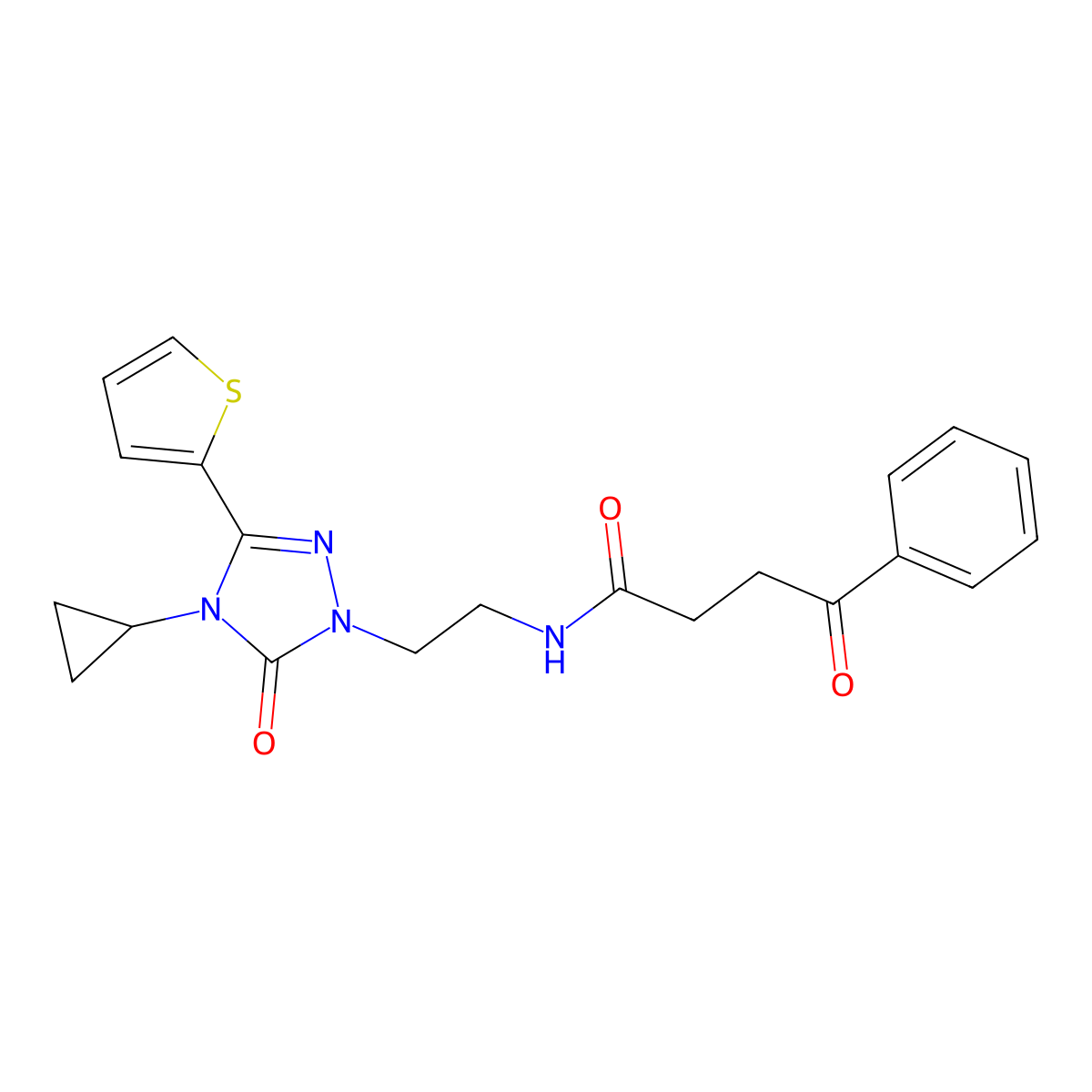 N-(2-(4-cyclopropyl-5-oxo-3-(thiophen-2-yl)-4,5-dihydro-1H-1,2,4-triazol-1-yl)ethyl)-4-oxo-4-phenylbutanamide molecular structure, CAS 1448071-59-7