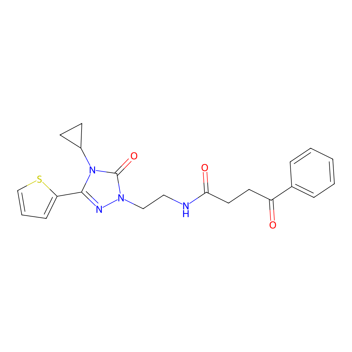 N-(2-(4-cyclopropyl-5-oxo-3-(thiophen-2-yl)-4,5-dihydro-1H-1,2,4-triazol-1-yl)ethyl)-4-oxo-4-phenylbutanamide molecular structure, CAS 1448071-59-7