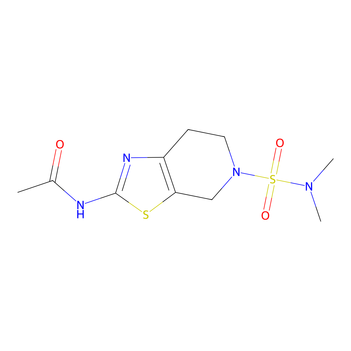 N-(5-(N,N-dimethylsulfamoyl)-4,5,6,7-tetrahydrothiazolo[5,4-c]pyridin-2-yl)acetamide molecular structure, CAS 1448071-63-3