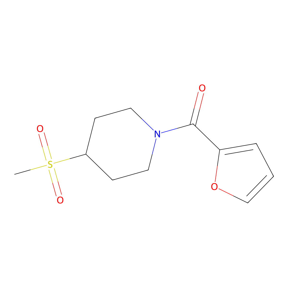 Furan-2-yl(4-(methylsulfonyl)piperidin-1-yl)methanone molecular structure, CAS 1448071-66-6