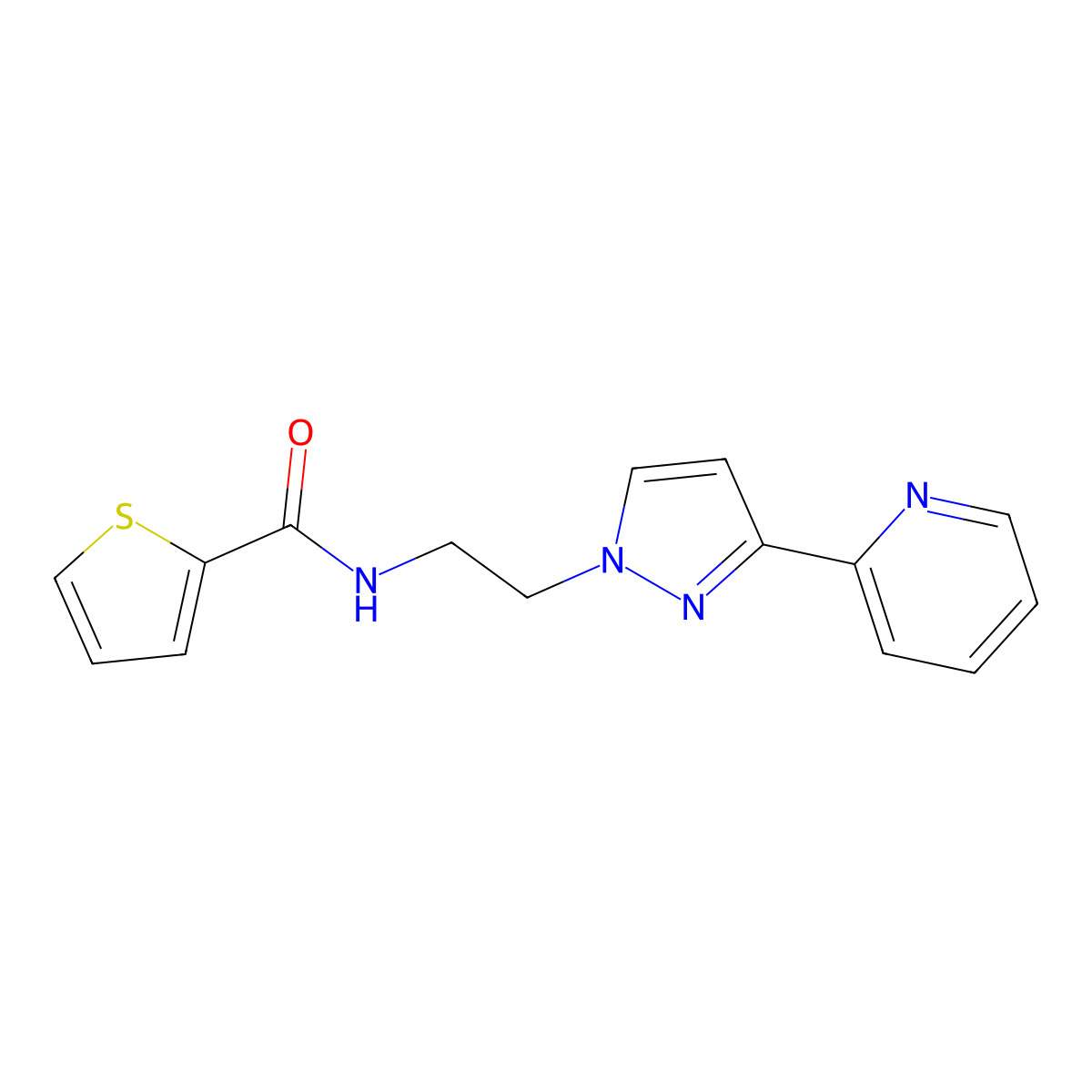 N-(2-(3-(pyridin-2-yl)-1H-pyrazol-1-yl)ethyl)thiophene-2-carboxamide molecular structure, CAS 1448071-70-2