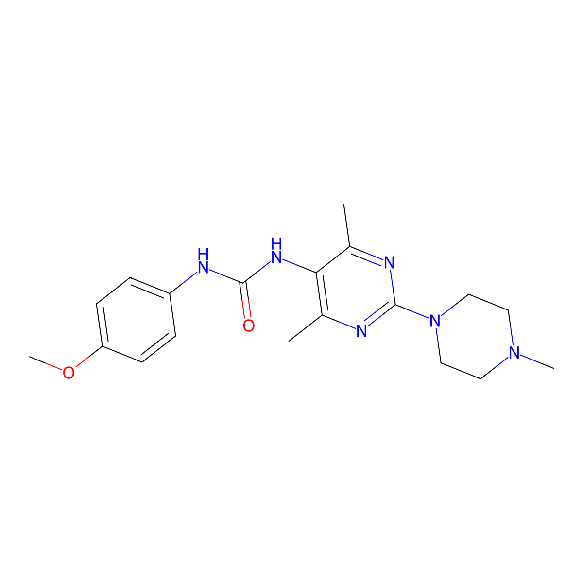 1-(4,6-Dimethyl-2-(4-methylpiperazin-1-yl)pyrimidin-5-yl)-3-(4-methoxyphenyl)urea molecular structure, CAS 1448071-74-6