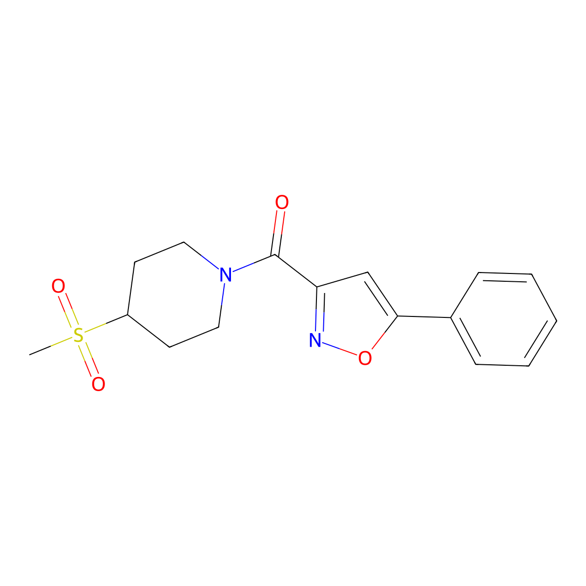 (4-(Methylsulfonyl)piperidin-1-yl)(5-phenylisoxazol-3-yl)methanone molecular structure, CAS 1448071-77-9