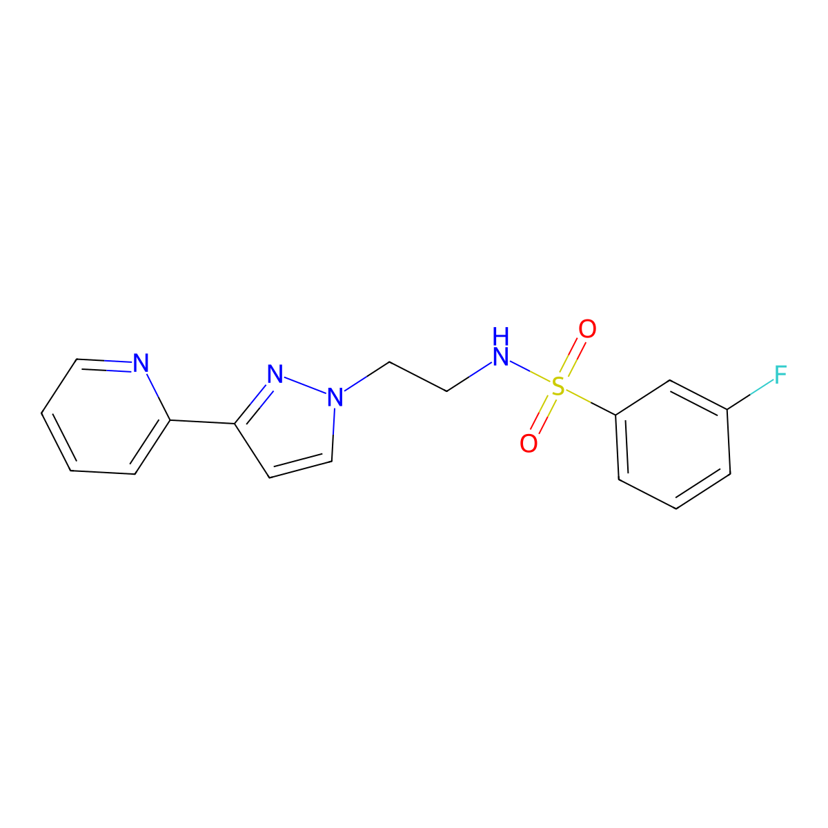 3-fluoro-N-(2-(3-(pyridin-2-yl)-1H-pyrazol-1-yl)ethyl)benzenesulfonamide molecular structure, CAS 1448071-80-4