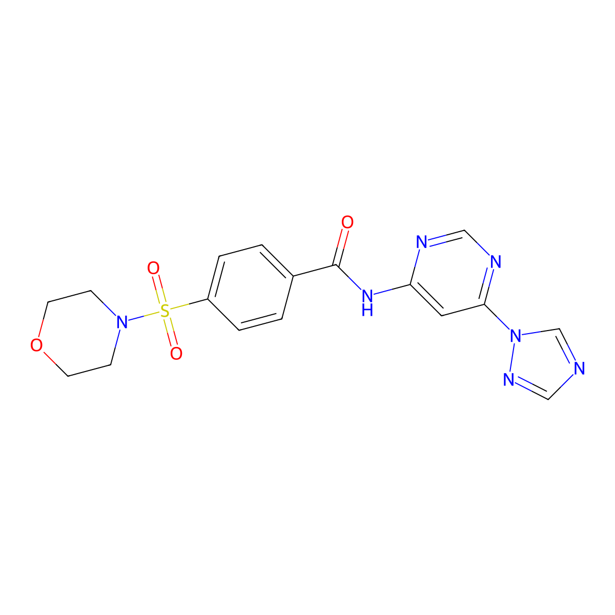 N-(6-(1H-1,2,4-triazol-1-yl)pyrimidin-4-yl)-4-(morpholinosulfonyl)benzamide molecular structure, CAS 1448071-81-5