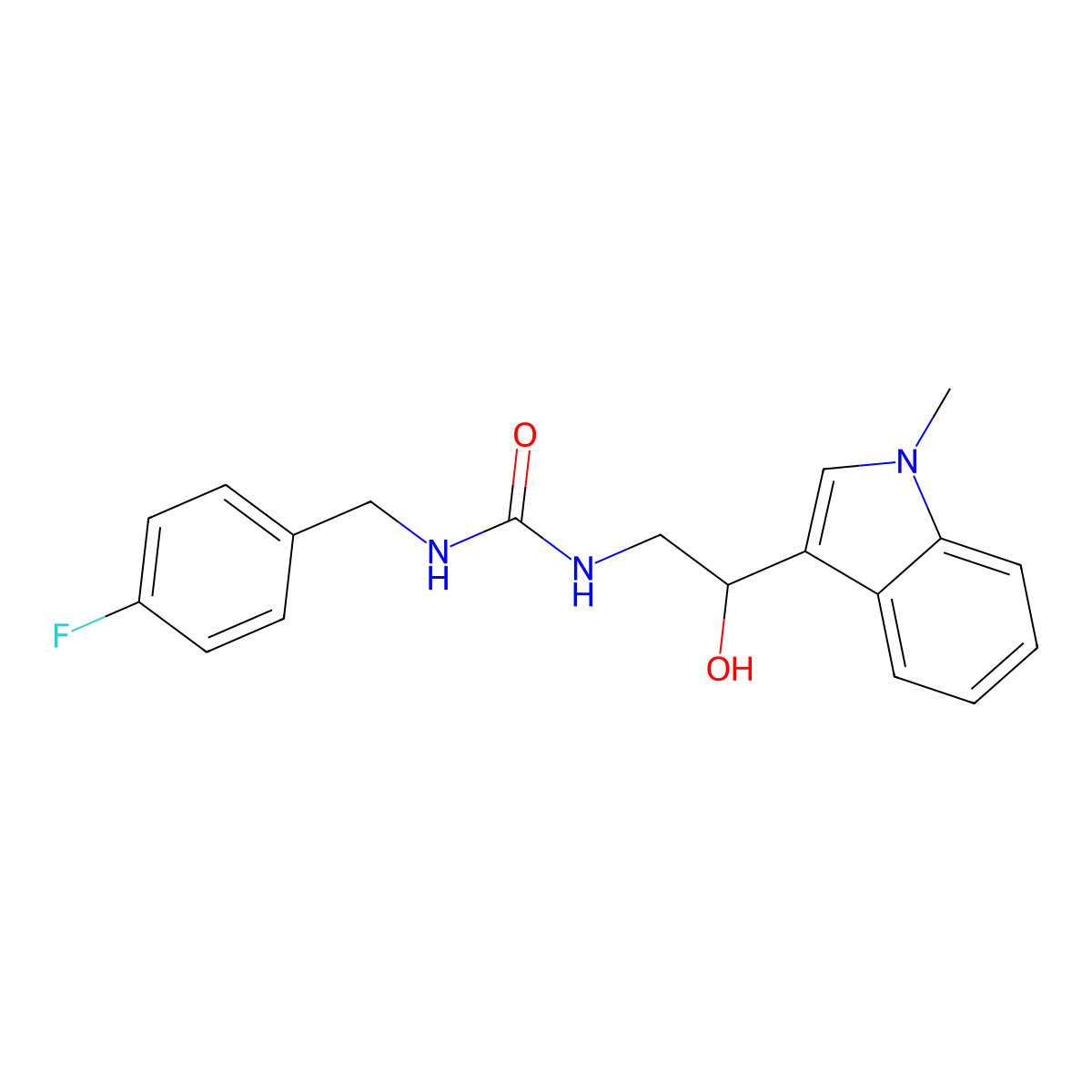 1-(4-fluorobenzyl)-3-(2-hydroxy-2-(1-methyl-1H-indol-3-yl)ethyl)urea molecular structure, CAS 1448071-84-8