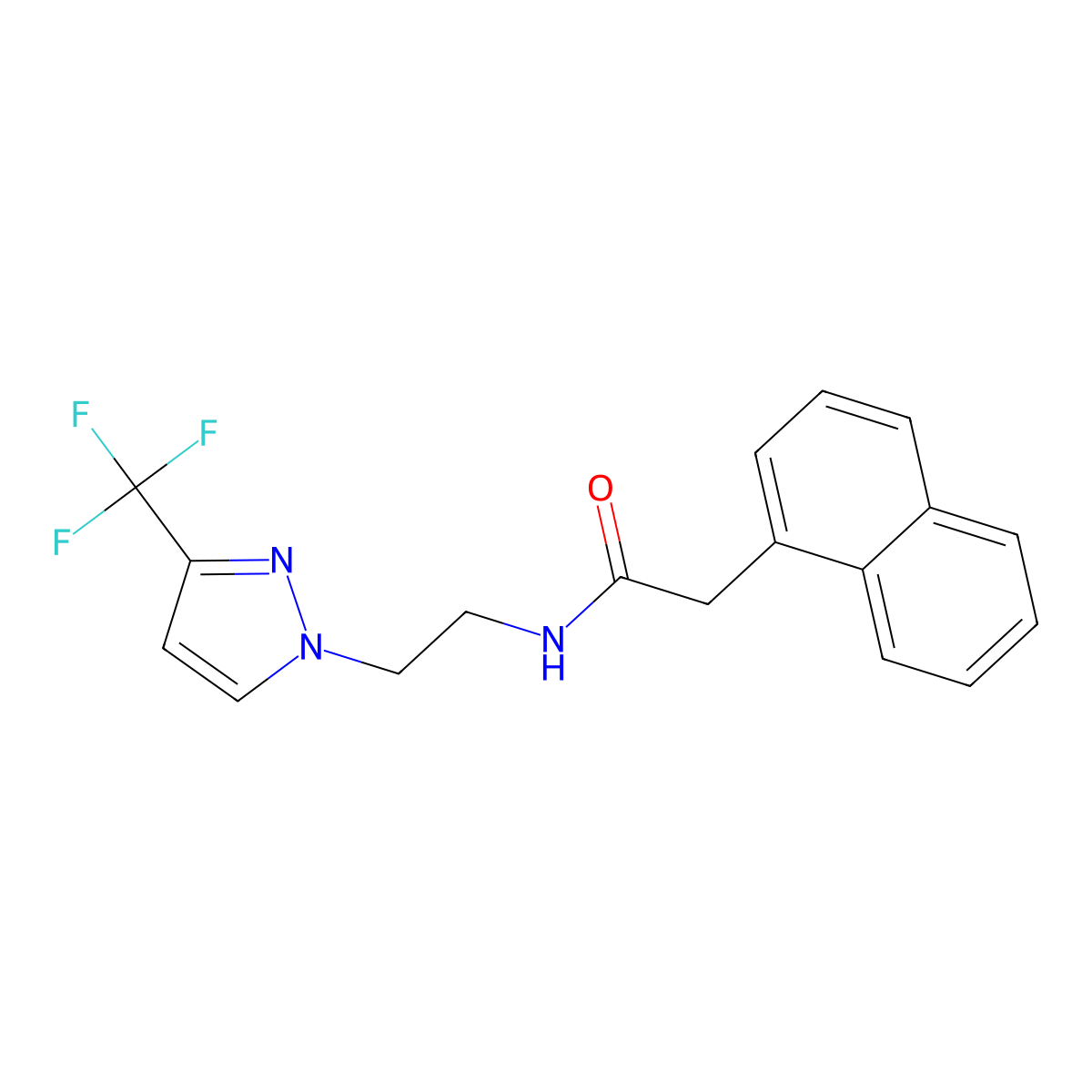 2-(naphthalen-1-yl)-N-(2-(3-(trifluoromethyl)-1H-pyrazol-1-yl)ethyl)acetamide molecular structure, CAS 1448071-88-2