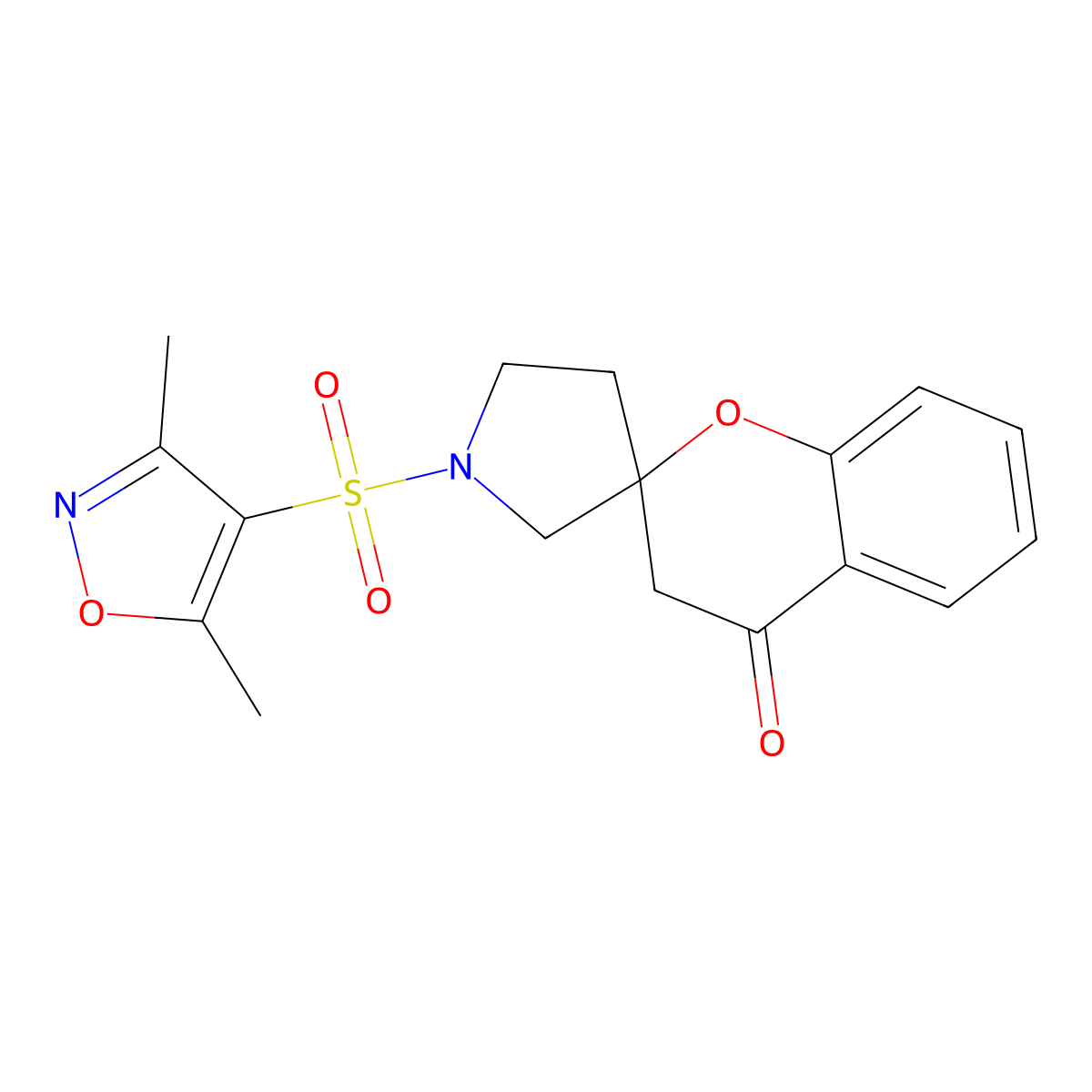1'-[(3,5-Dimethyl-1,2-oxazol-4-yl)sulfonyl]-3,4-dihydrospiro[1-benzopyran-2,3'-pyrrolidine]-4-one molecular structure, CAS 1448071-97-3