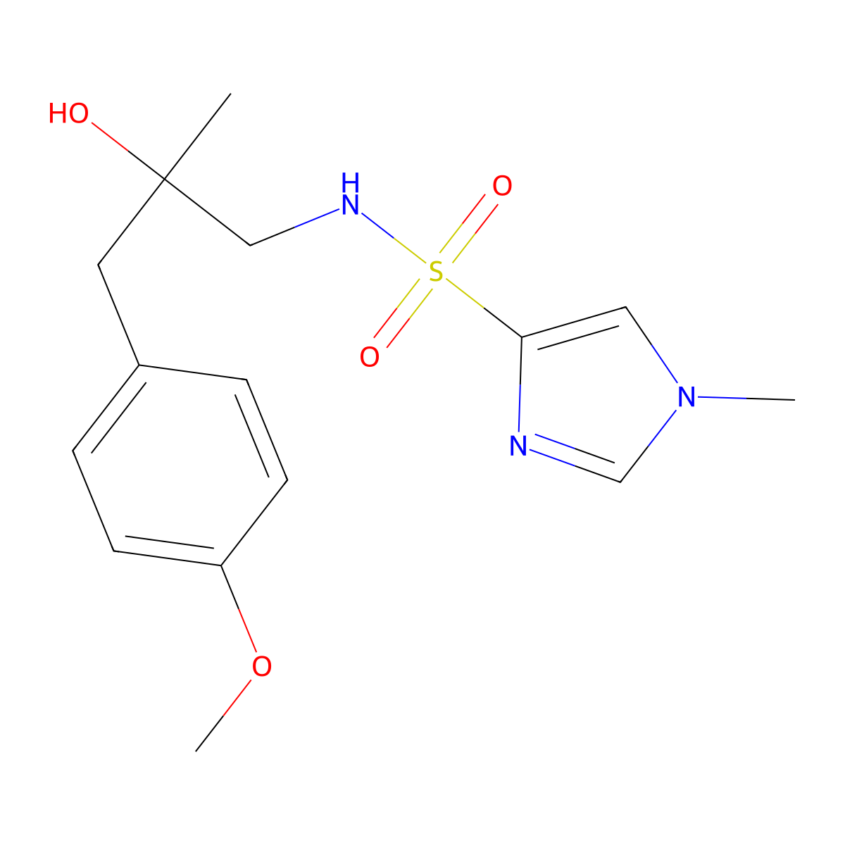 N-[2-hydroxy-3-(4-methoxyphenyl)-2-methylpropyl]-1-methyl-1H-imidazole-4-sulfonamide molecular structure, CAS 1448072-05-6