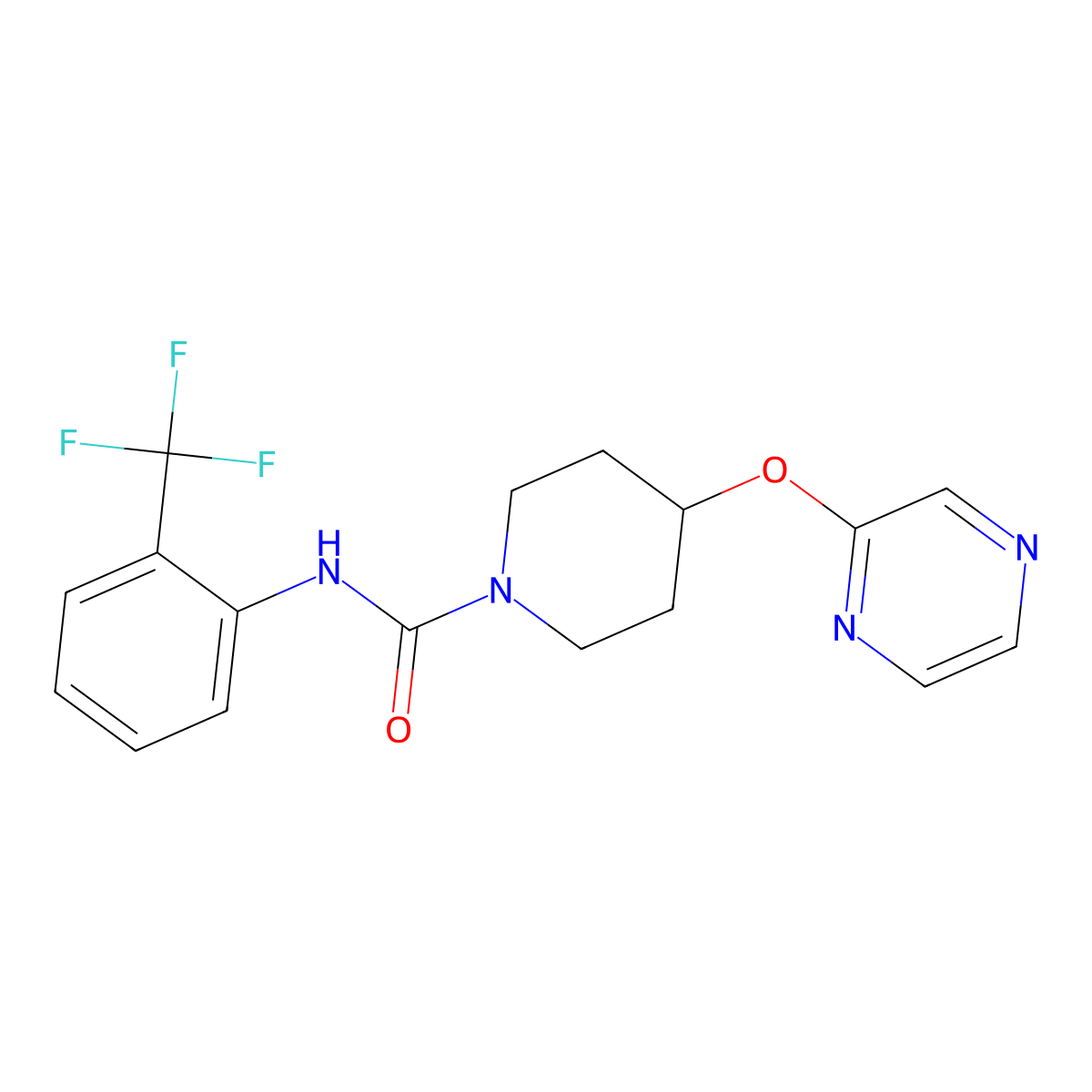 4-(Pyrazin-2-yloxy)-N-[2-(trifluoromethyl)phenyl]piperidine-1-carboxamide molecular structure, CAS 1448072-16-9