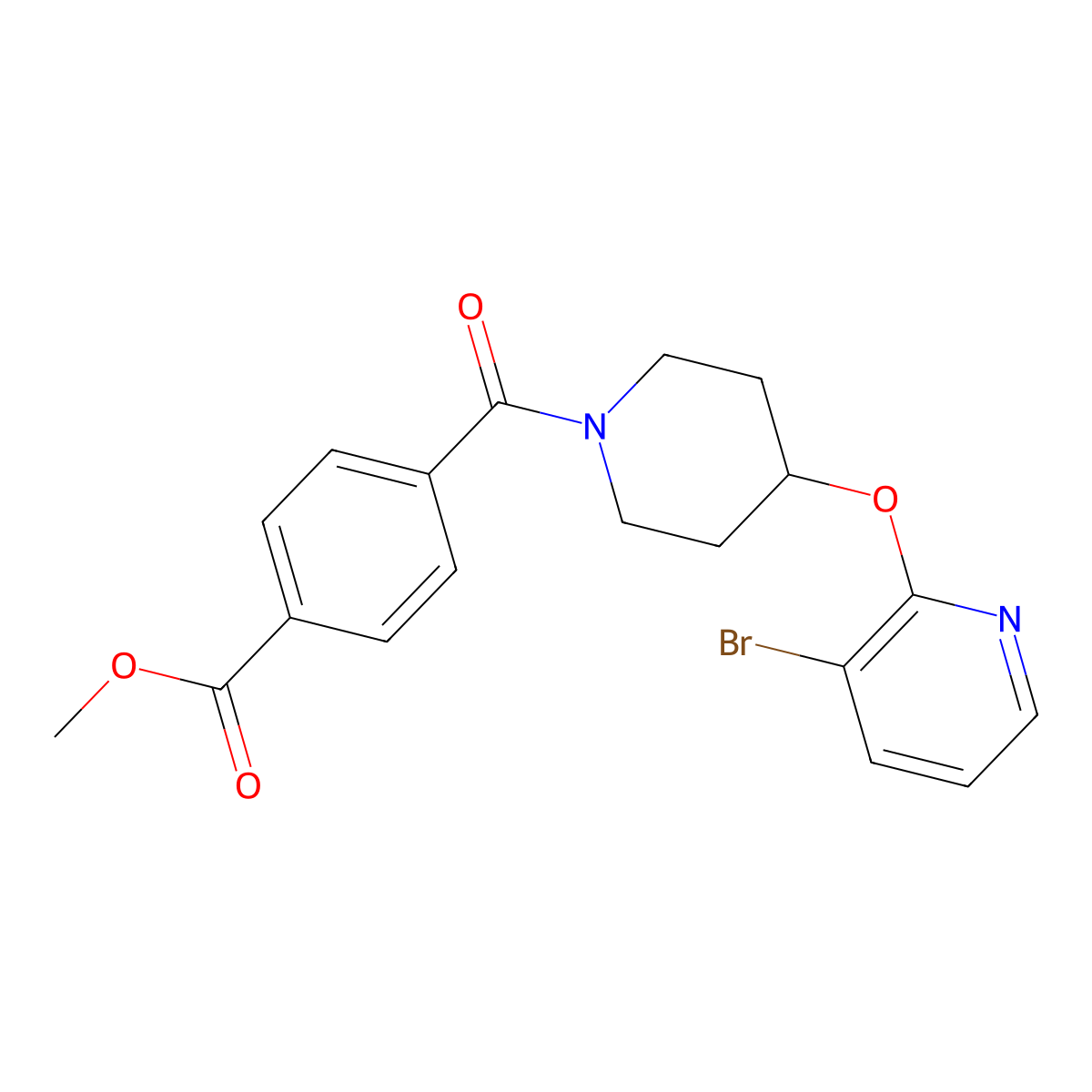 Methyl 4-(4-((3-bromopyridin-2-yl)oxy)piperidine-1-carbonyl)benzoate molecular structure, CAS 1448072-19-2