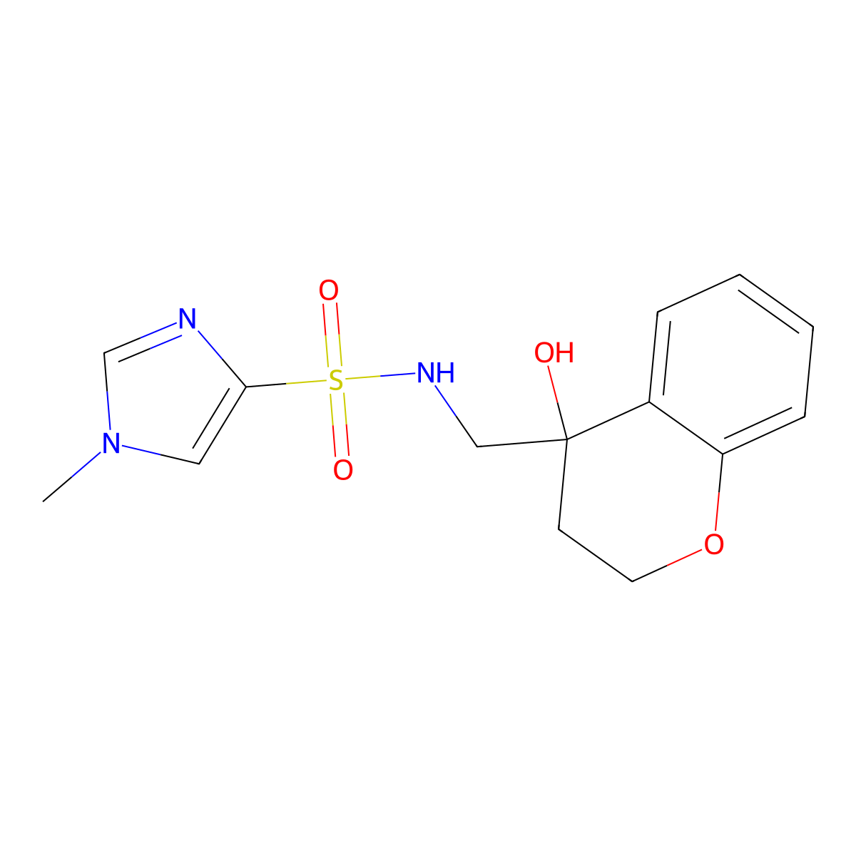 N-((4-hydroxychroman-4-yl)methyl)-1-methyl-1H-imidazole-4-sulfonamide molecular structure, CAS 1448072-22-7