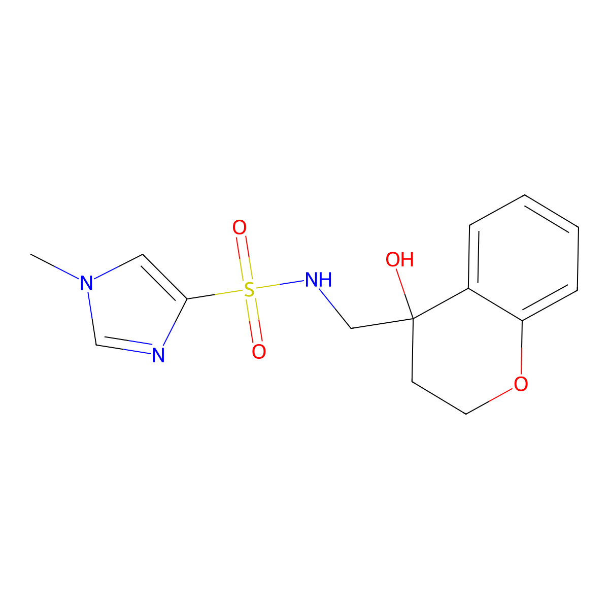N-((4-hydroxychroman-4-yl)methyl)-1-methyl-1H-imidazole-4-sulfonamide molecular structure, CAS 1448072-22-7