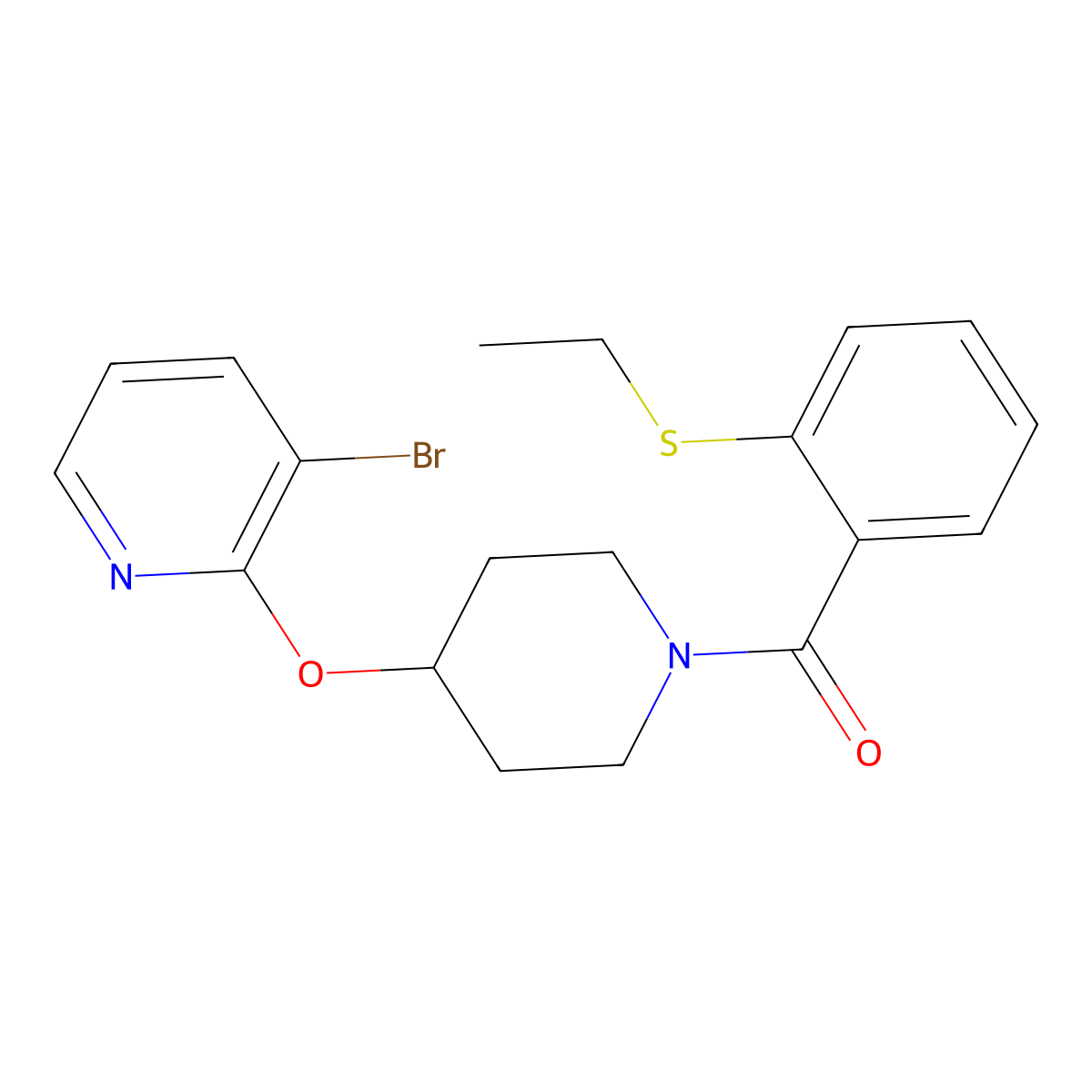 (4-((3-Bromopyridin-2-yl)oxy)piperidin-1-yl)(2-(ethylthio)phenyl)methanone molecular structure, CAS 1448072-23-8