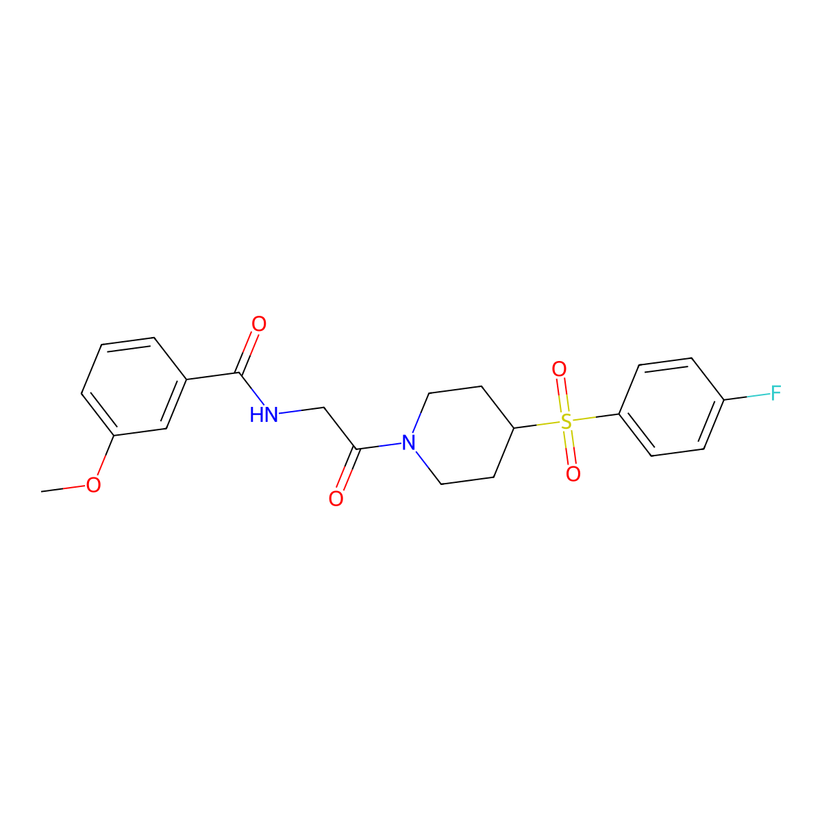 N-(2-(4-((4-fluorophenyl)sulfonyl)piperidin-1-yl)-2-oxoethyl)-3-methoxybenzamide molecular structure, CAS 1448072-28-3