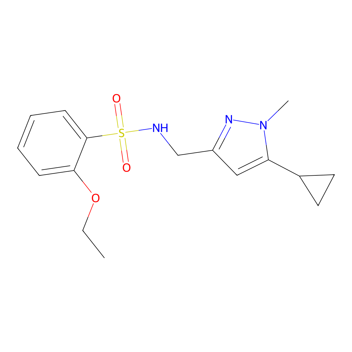 N-((5-cyclopropyl-1-methyl-1H-pyrazol-3-yl)methyl)-2-ethoxybenzenesulfonamide molecular structure, CAS 1448072-29-4