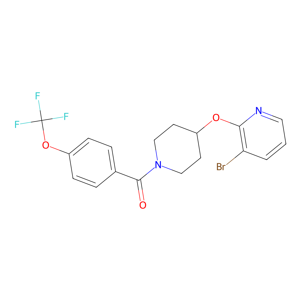 (4-((3-Bromopyridin-2-yl)oxy)piperidin-1-yl)(4-(trifluoromethoxy)phenyl)methanone molecular structure, CAS 1448072-30-7