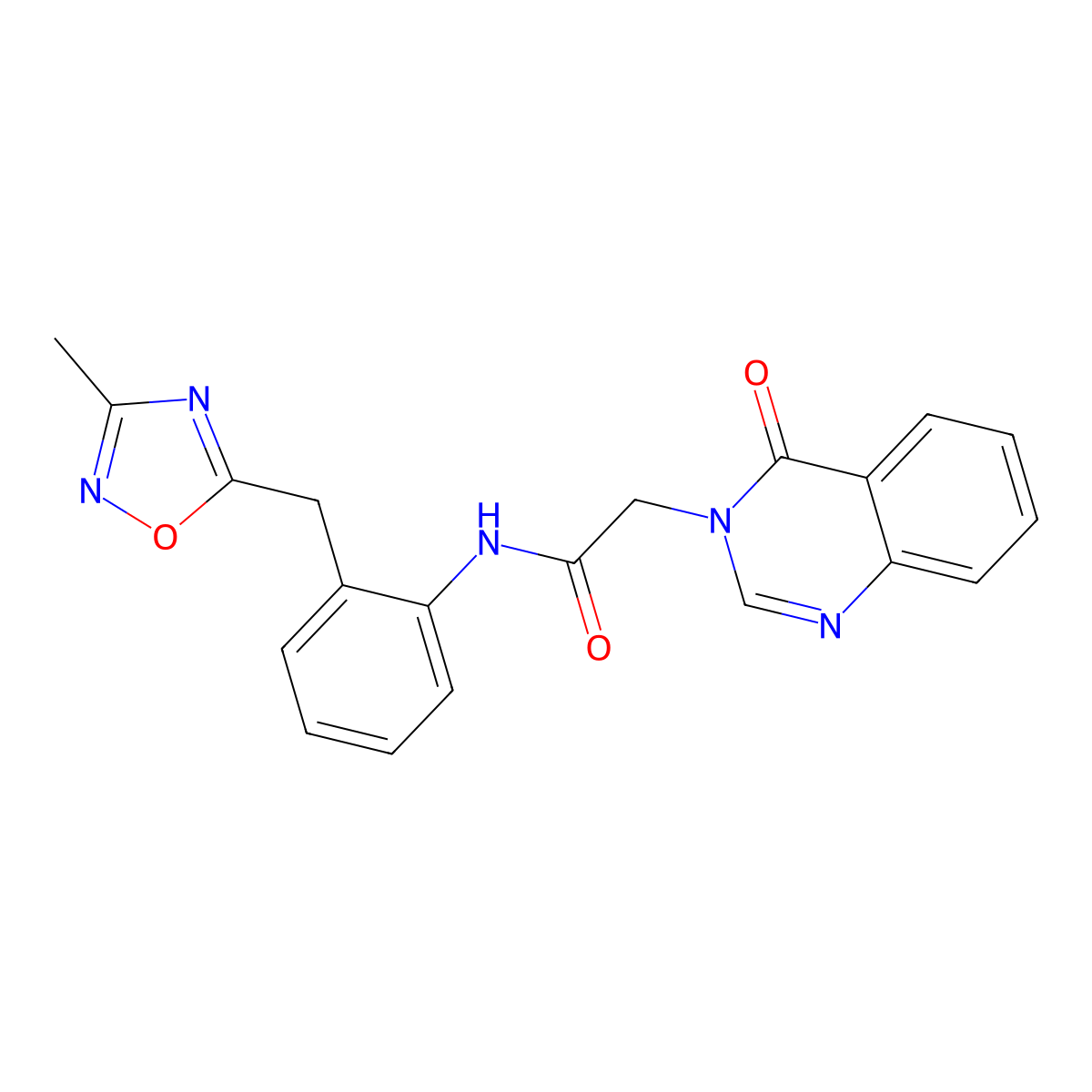 N-(2-((3-methyl-1,2,4-oxadiazol-5-yl)methyl)phenyl)-2-(4-oxoquinazolin-3(4H)-yl)acetamide molecular structure, CAS 1448072-32-9