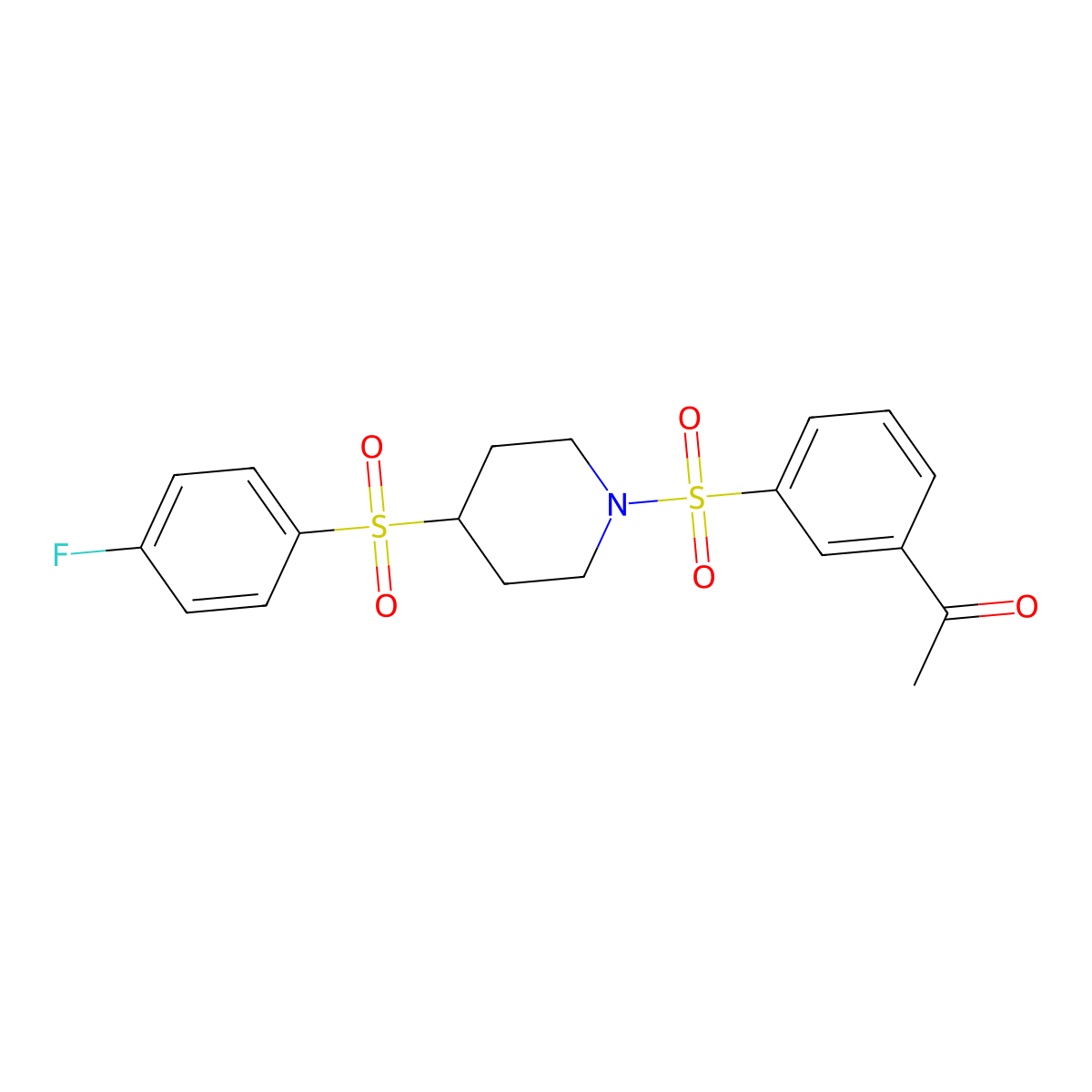 1-(3-((4-((4-Fluorophenyl)sulfonyl)piperidin-1-yl)sulfonyl)phenyl)ethanone molecular structure, CAS 1448072-36-3