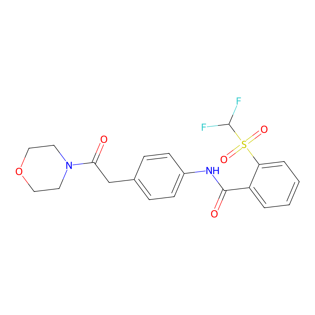 2-((difluoromethyl)sulfonyl)-N-(4-(2-morpholino-2-oxoethyl)phenyl)benzamide molecular structure, CAS 1448072-46-5