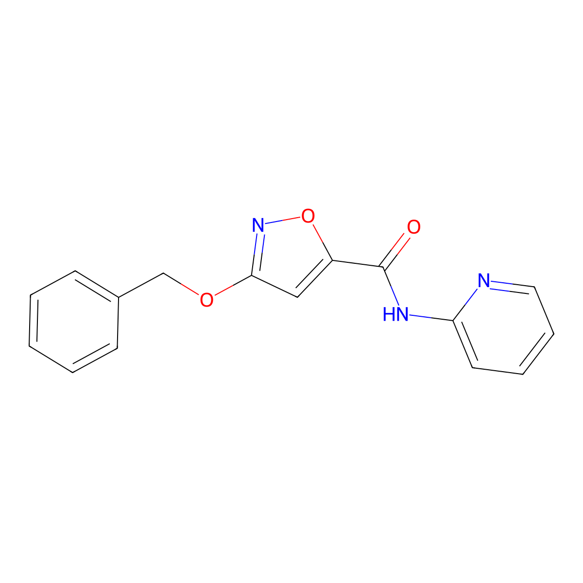 3-(benzyloxy)-N-(pyridin-2-yl)isoxazole-5-carboxamide molecular structure, CAS 1448072-48-7