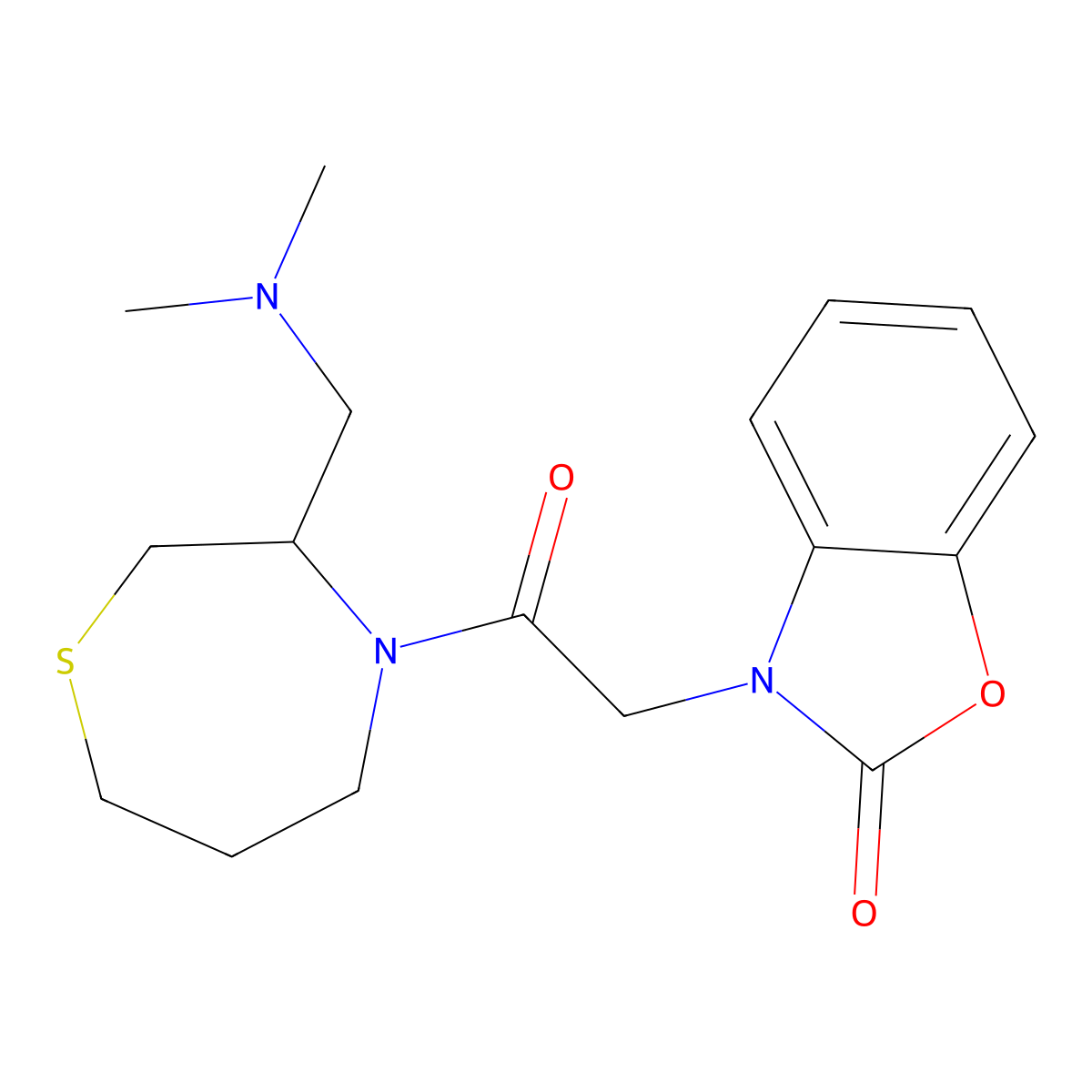 3-(2-(3-((dimethylamino)methyl)-1,4-thiazepan-4-yl)-2-oxoethyl)benzo[d]oxazol-2(3H)-one molecular structure, CAS 1448072-54-5