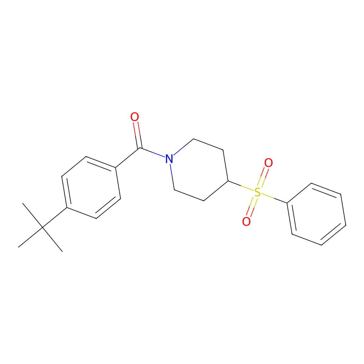 (4-(Tert-butyl)phenyl)(4-(phenylsulfonyl)piperidin-1-yl)methanone molecular structure, CAS 1448072-56-7
