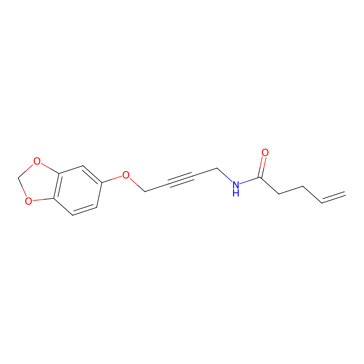 N-(4-(benzo[d][1,3]dioxol-5-yloxy)but-2-yn-1-yl)pent-4-enamide molecular structure, CAS 1448072-57-8