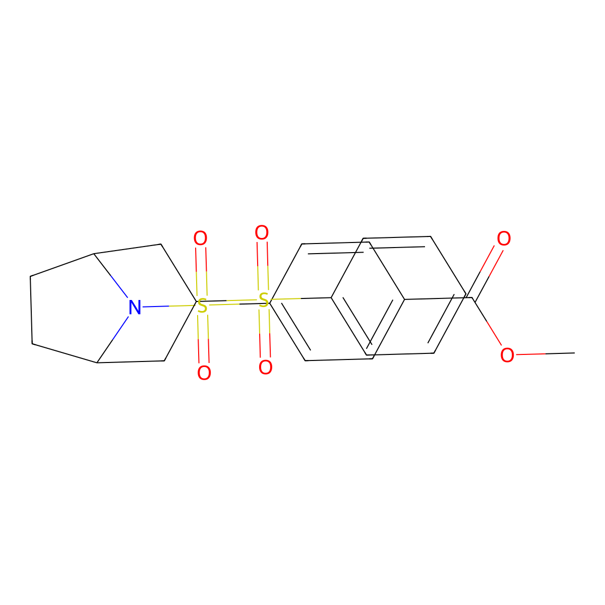 methyl 4-(((1R,5S)-3-(phenylsulfonyl)-8-azabicyclo[3.2.1]octan-8-yl)sulfonyl)benzoate molecular structure, CAS 1448072-60-3