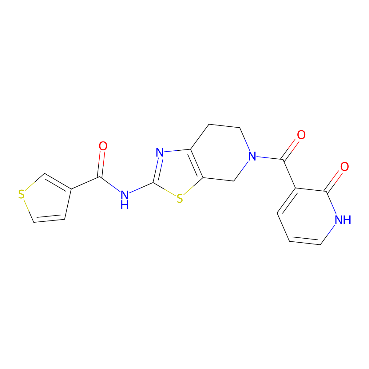 N-(5-(2-oxo-1,2-dihydropyridine-3-carbonyl)-4,5,6,7-tetrahydrothiazolo[5,4-c]pyridin-2-yl)thiophene-3-carboxamide molecular structure, CAS 1448072-61-4