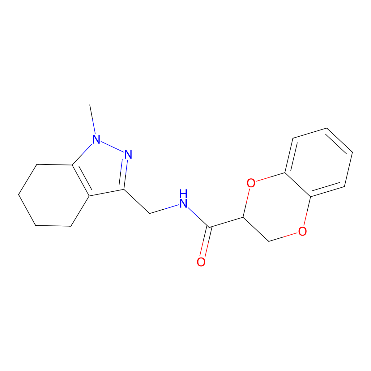 N-[(1-methyl-4,5,6,7-tetrahydro-1H-indazol-3-yl)methyl]-2,3-dihydro-1,4-benzodioxine-2-carboxamide molecular structure, CAS 1448072-66-9