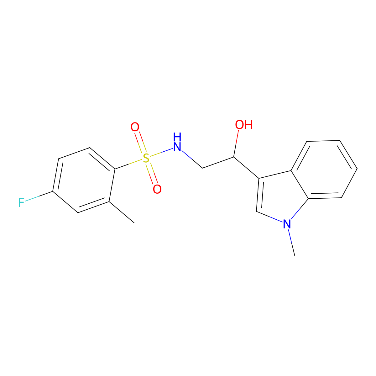 4-fluoro-N-(2-hydroxy-2-(1-methyl-1H-indol-3-yl)ethyl)-2-methylbenzenesulfonamide molecular structure, CAS 1448072-68-1
