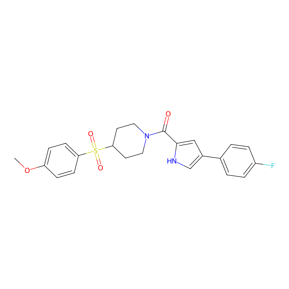 (4-(4-fluorophenyl)-1H-pyrrol-2-yl)(4-((4-methoxyphenyl)sulfonyl)piperidin-1-yl)methanone molecular structure, CAS 1448072-69-2