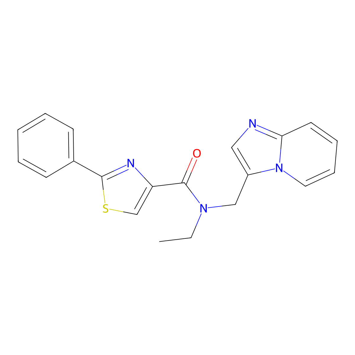 N-ethyl-N-(imidazo[1,2-a]pyridin-3-ylmethyl)-2-phenylthiazole-4-carboxamide molecular structure, CAS 1448072-70-5