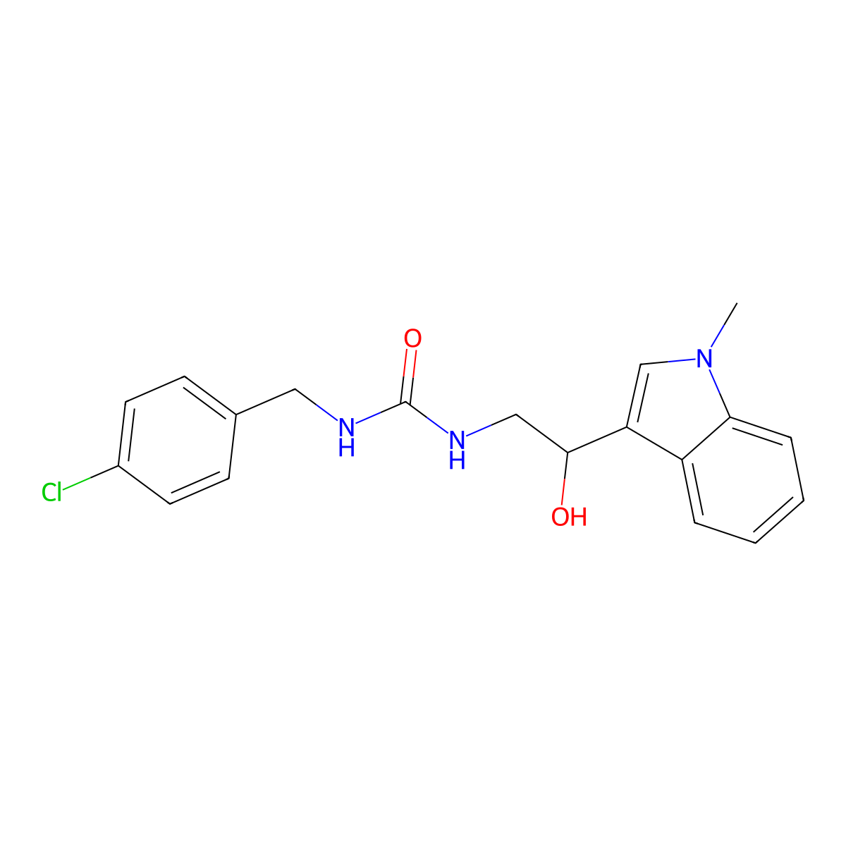 1-(4-chlorobenzyl)-3-(2-hydroxy-2-(1-methyl-1H-indol-3-yl)ethyl)urea molecular structure, CAS 1448072-76-1