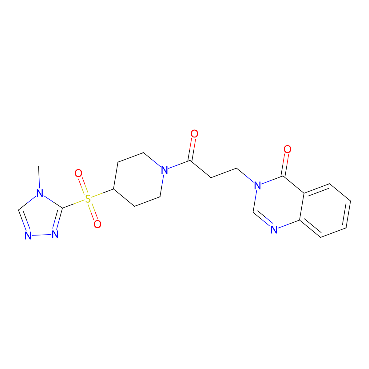 3-(3-(4-((4-methyl-4H-1,2,4-triazol-3-yl)sulfonyl)piperidin-1-yl)-3-oxopropyl)quinazolin-4(3H)-one molecular structure, CAS 1448072-77-2