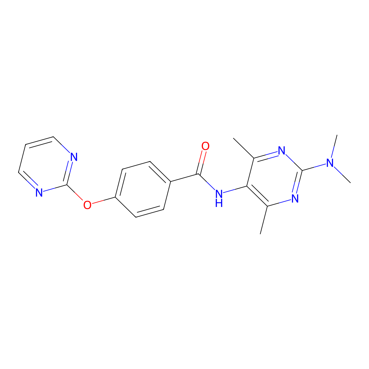 N-[2-(Dimethylamino)-4,6-dimethylpyrimidin-5-YL]-4-(pyrimidin-2-yloxy)benzamide molecular structure, CAS 1448073-02-6