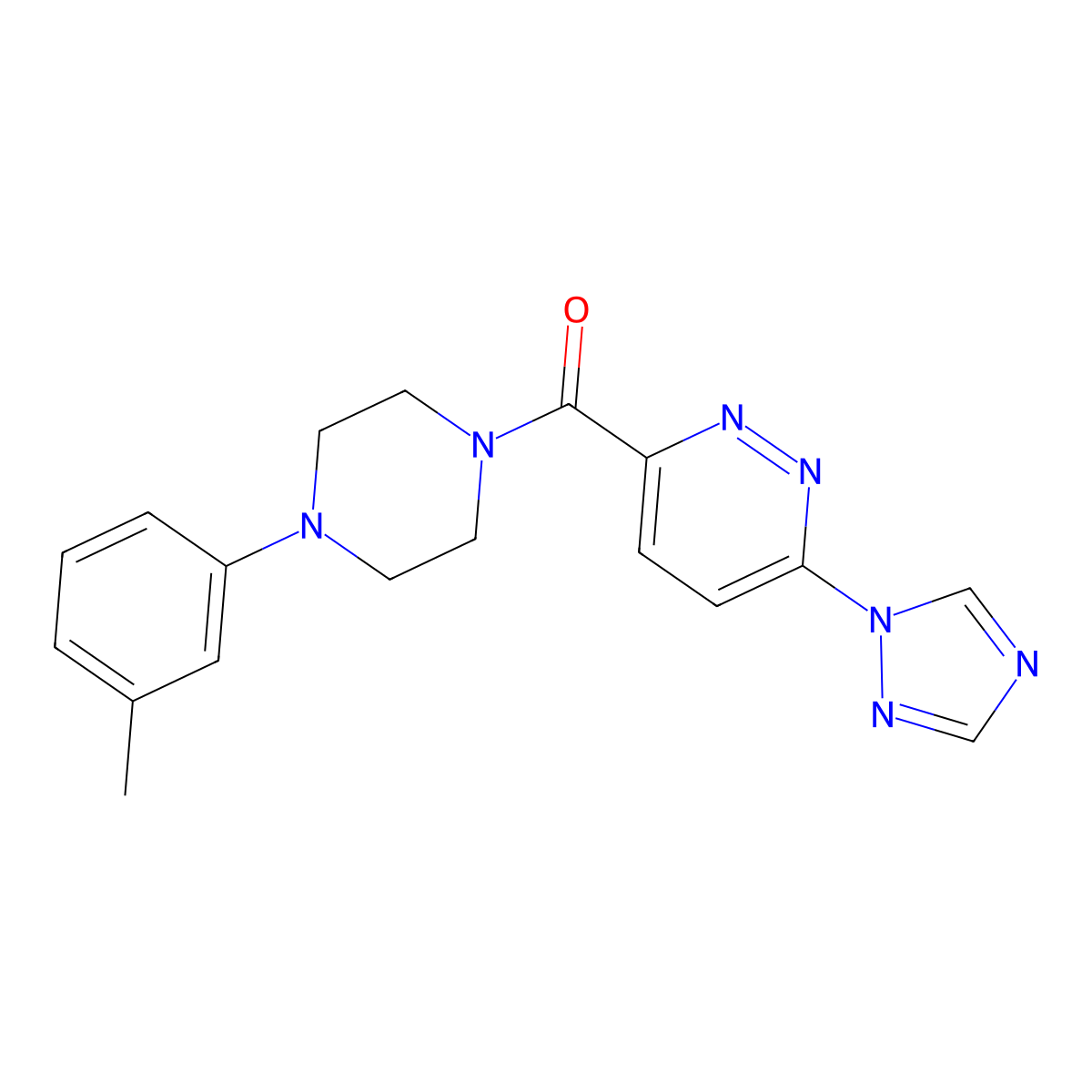 (6-(1H-1,2,4-triazol-1-yl)pyridazin-3-yl)(4-(m-tolyl)piperazin-1-yl)methanone molecular structure, CAS 1448073-10-6