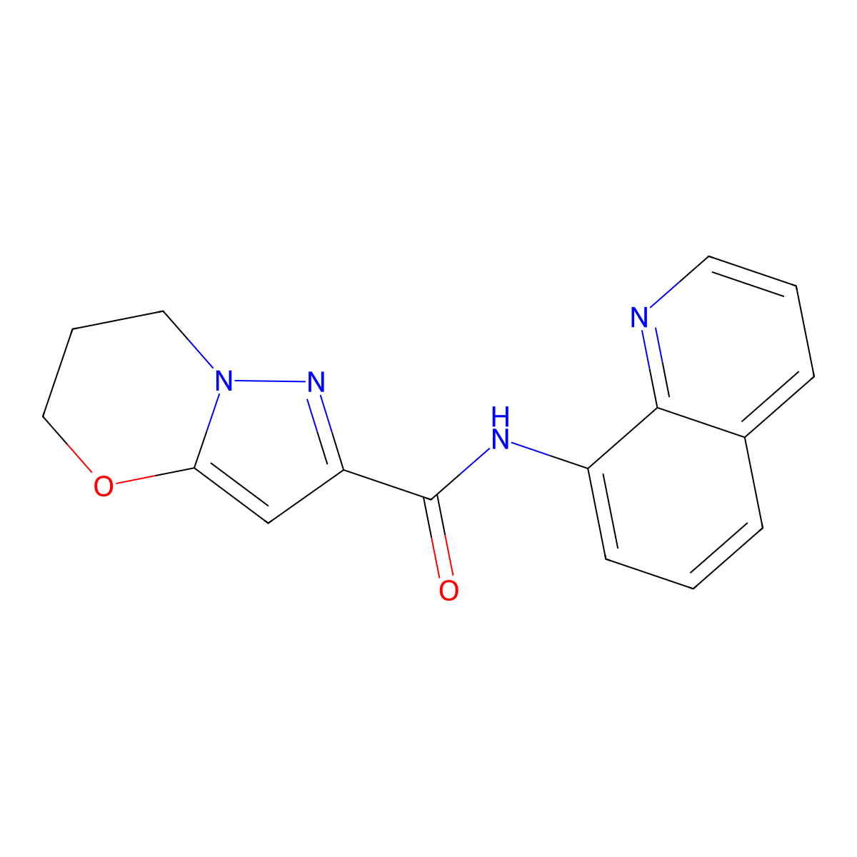 N-(quinolin-8-yl)-6,7-dihydro-5H-pyrazolo[5,1-b][1,3]oxazine-2-carboxamide molecular structure, CAS 1448073-11-7