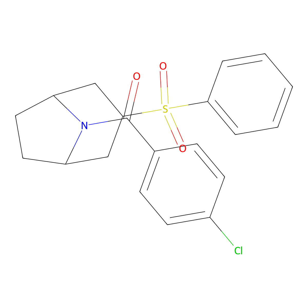 (4-chlorophenyl)((1R,5S)-3-(phenylsulfonyl)-8-azabicyclo[3.2.1]octan-8-yl)methanone molecular structure, CAS 1448073-12-8