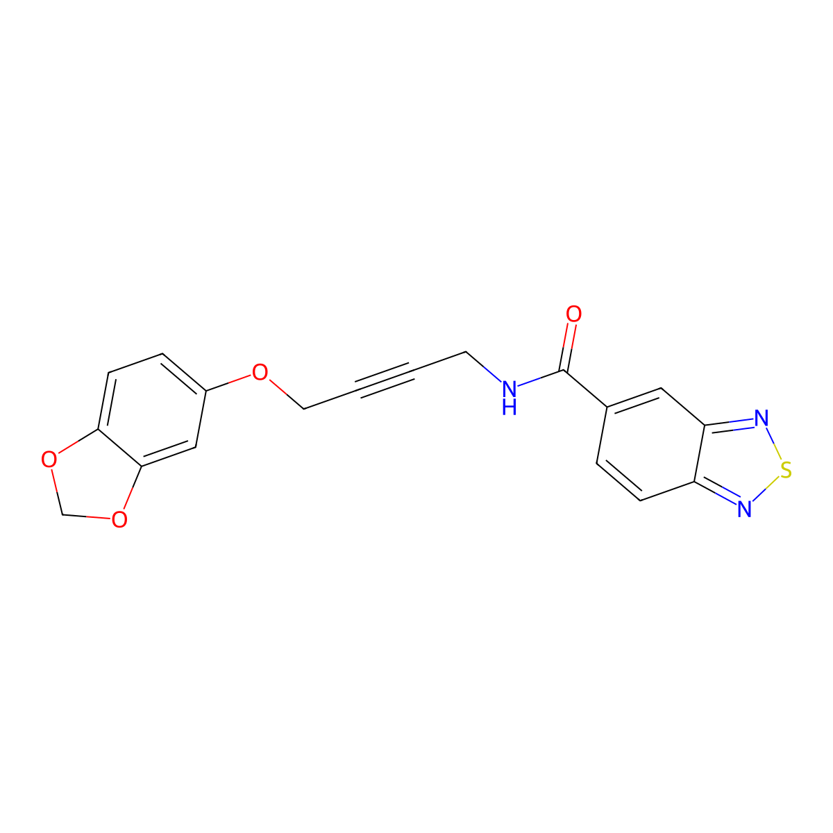 N-(4-(benzo[d][1,3]dioxol-5-yloxy)but-2-yn-1-yl)benzo[c][1,2,5]thiadiazole-5-carboxamide molecular structure, CAS 1448073-14-0