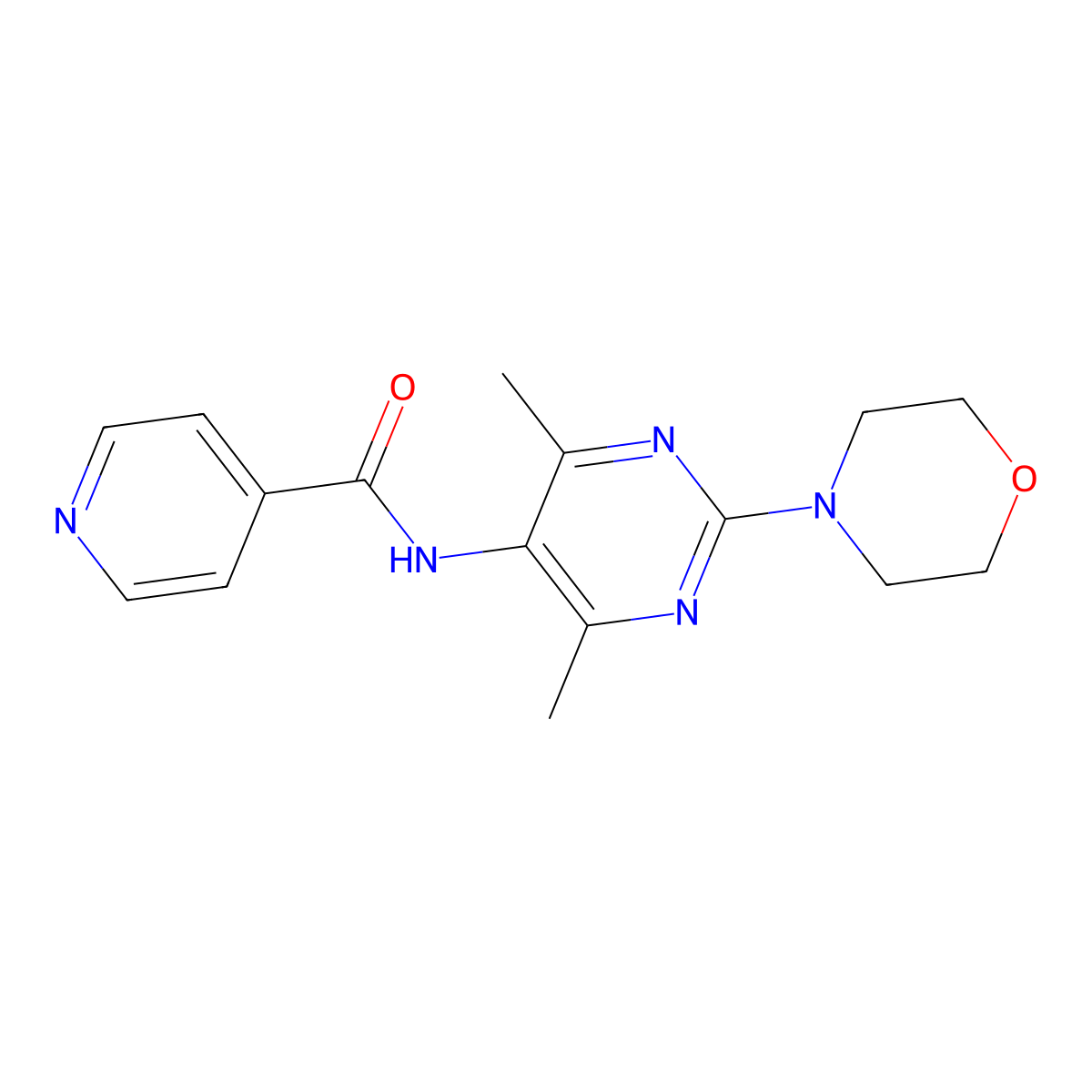 N-(4,6-dimethyl-2-morpholinopyrimidin-5-yl)isonicotinamide molecular structure, CAS 1448073-19-5