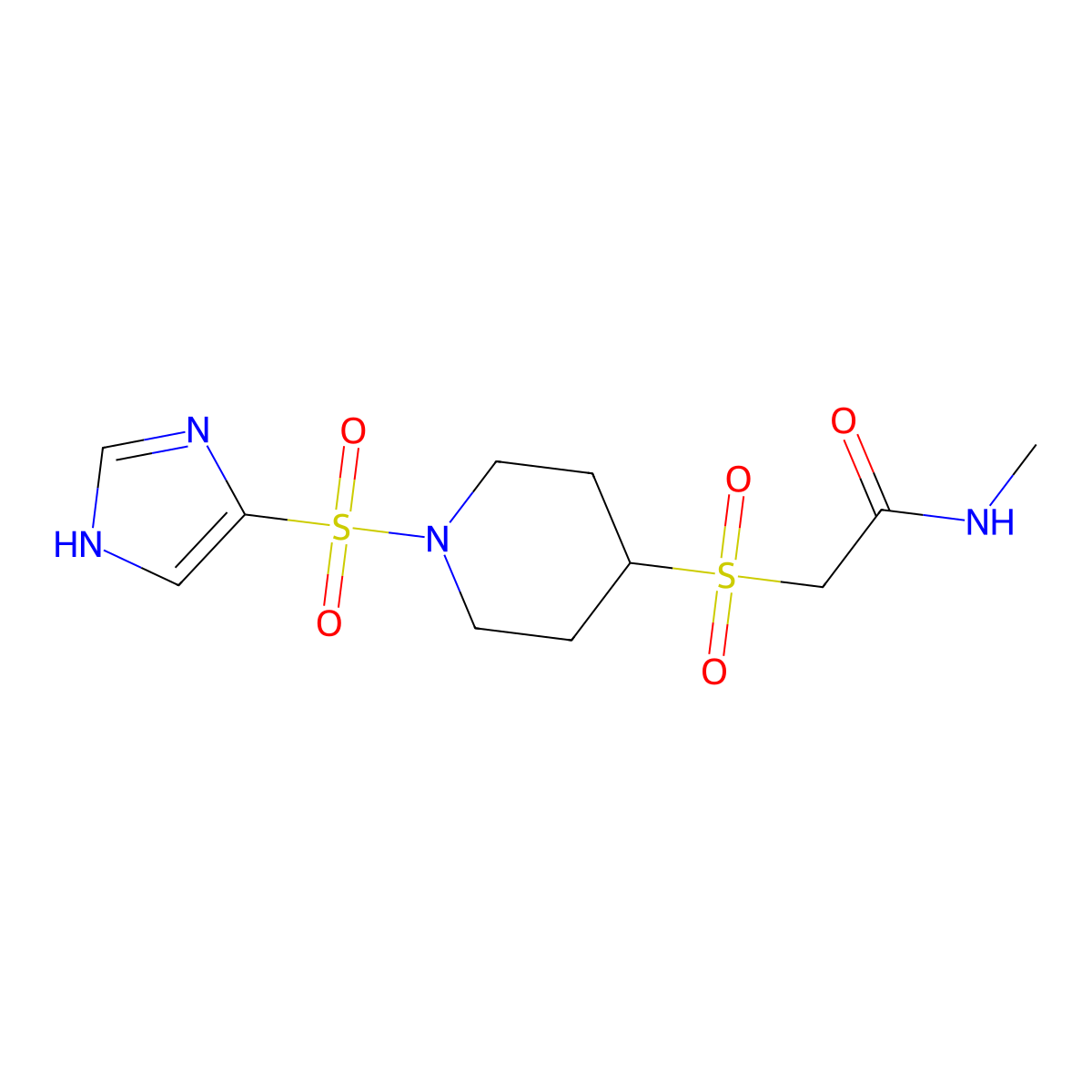 2-((1-((1H-imidazol-4-yl)sulfonyl)piperidin-4-yl)sulfonyl)-N-methylacetamide molecular structure, CAS 1448073-20-8