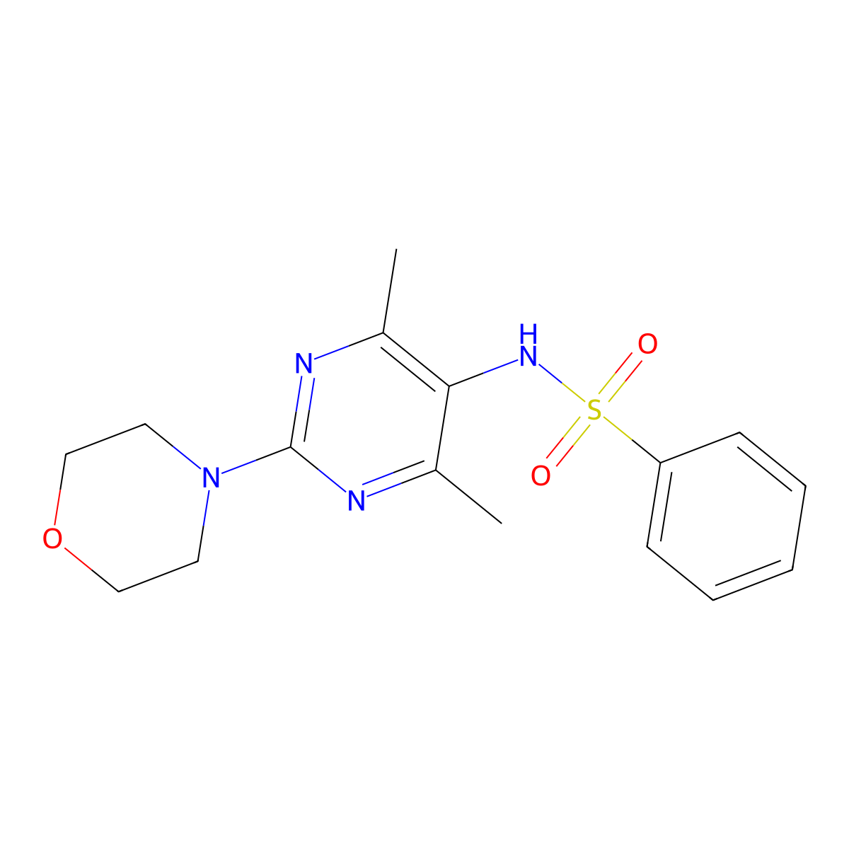 N-(4,6-dimethyl-2-morpholinopyrimidin-5-yl)benzenesulfonamide molecular structure, CAS 1448073-25-3