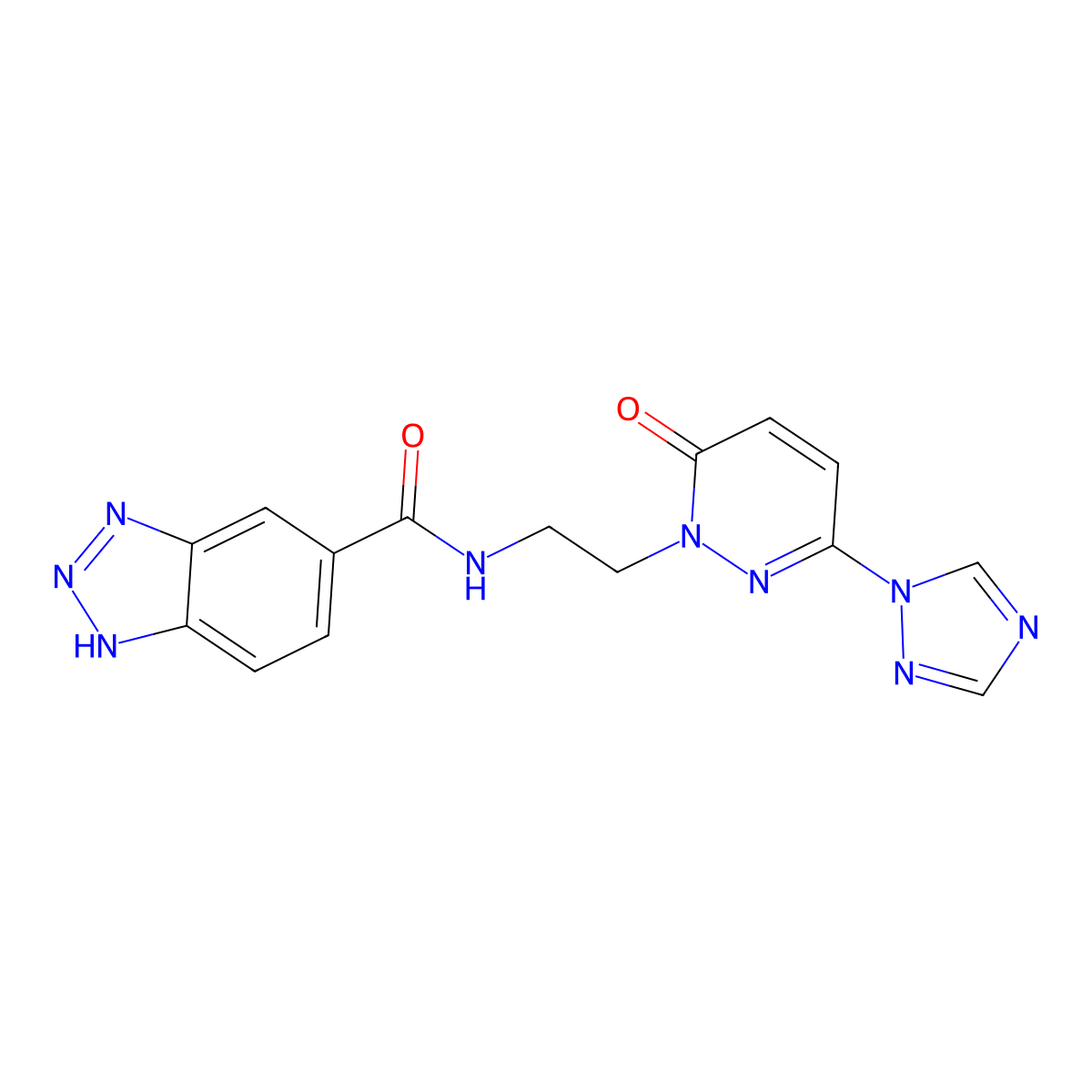 N-(2-(6-oxo-3-(1H-1,2,4-triazol-1-yl)pyridazin-1(6H)-yl)ethyl)-1H-benzo[d][1,2,3]triazole-5-carboxamide molecular structure, CAS 1448073-26-4