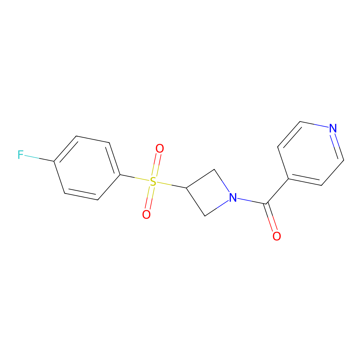 (3-((4-Fluorophenyl)sulfonyl)azetidin-1-yl)(pyridin-4-yl)methanone molecular structure, CAS 1448073-29-7